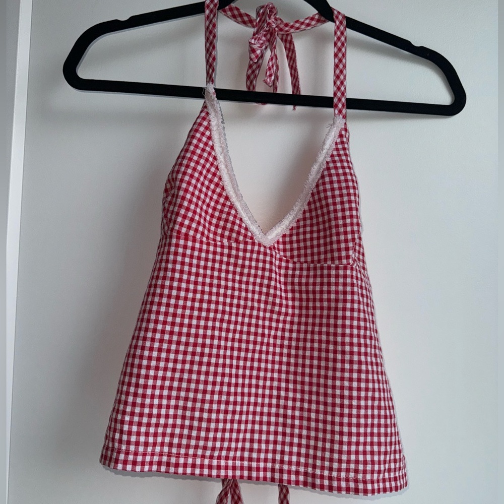 Red Checkered Halter top Edikted